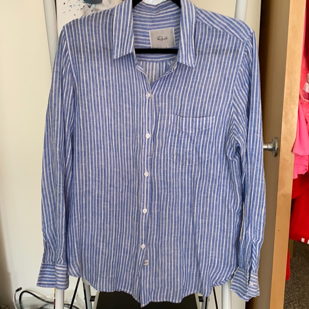 Rails button up linen blouse